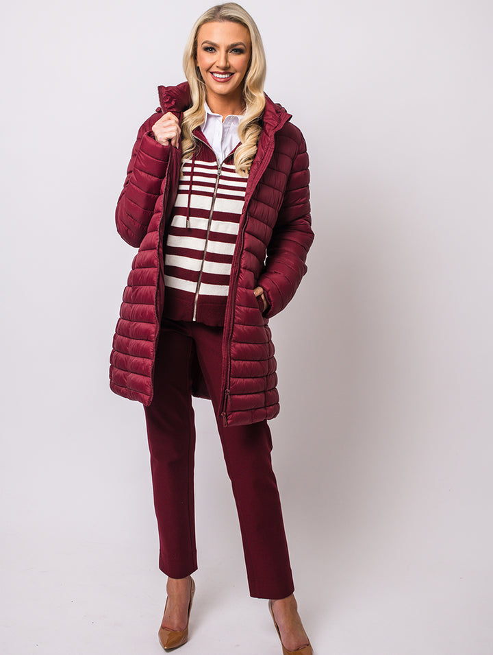 Luxury Hooded Coat - Berry