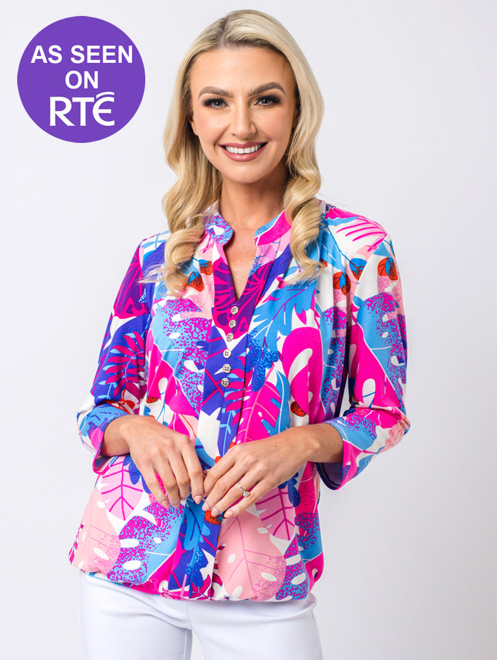 Button Top - Pink Multi