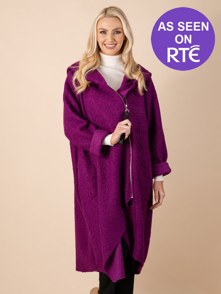 Angle Zip Coat - Dark Magenta