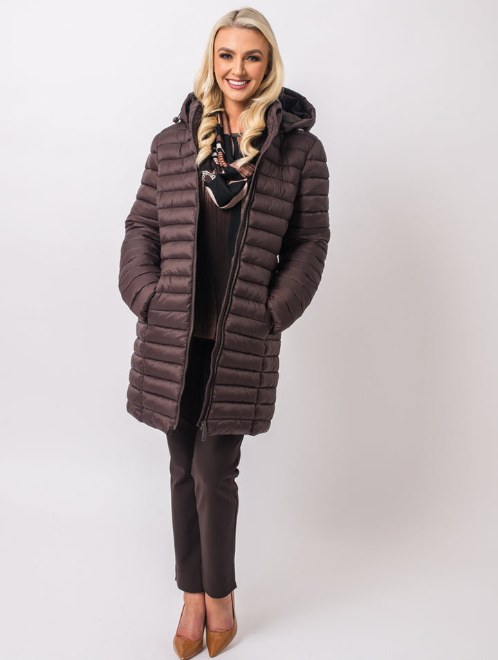Luxury Hooded Coat - Chocolate