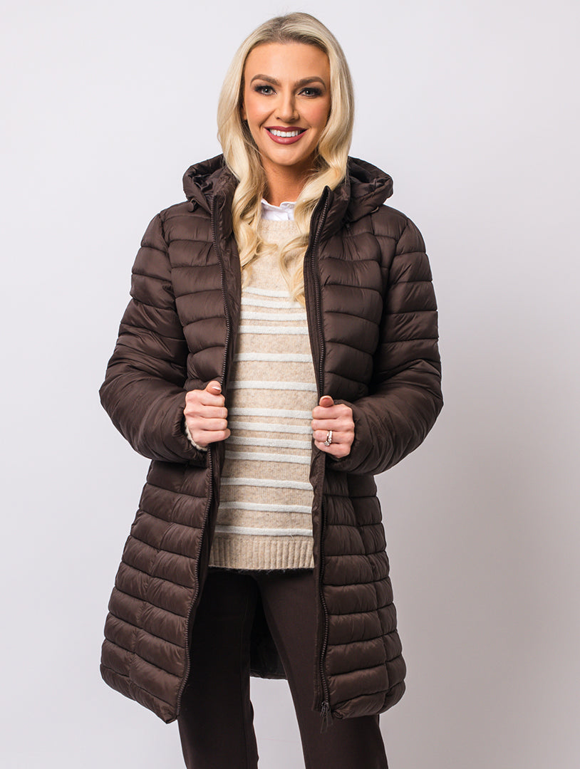 Luxury Hooded Coat - Chocolate