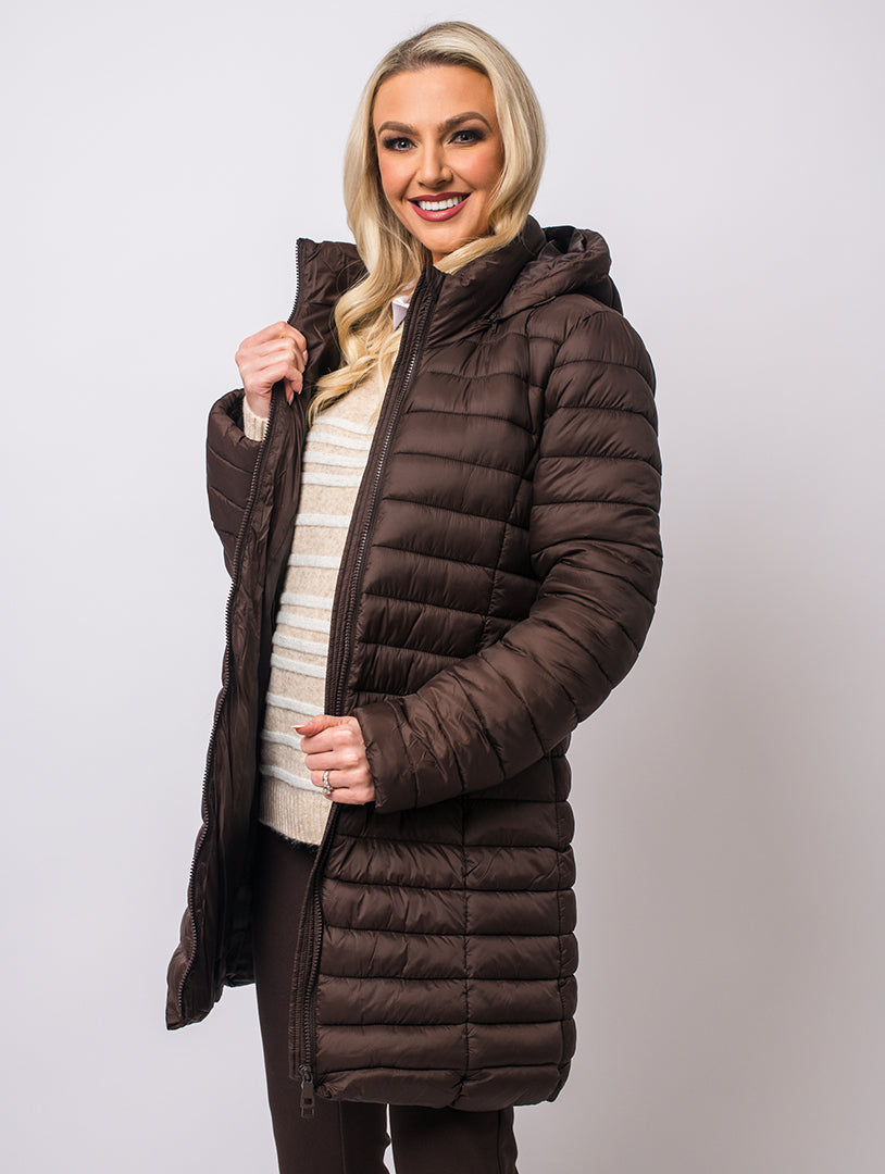 Luxury Hooded Coat - Chocolate
