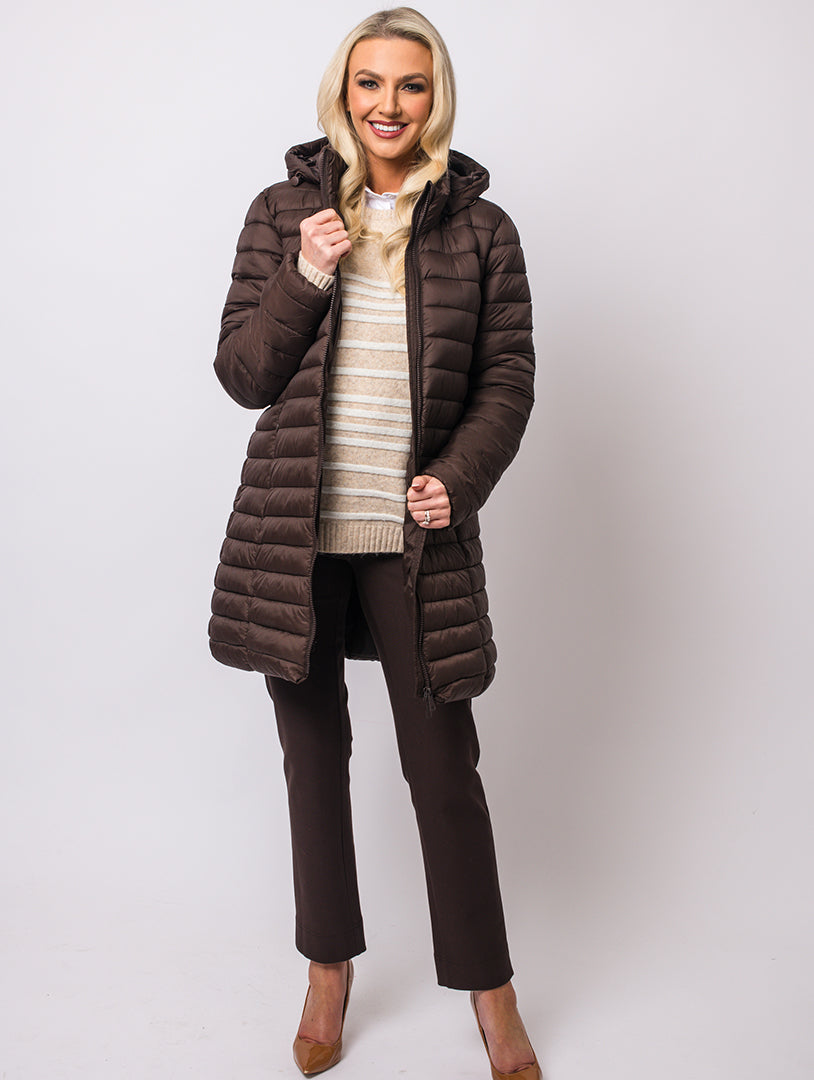 Luxury Hooded Coat - Chocolate