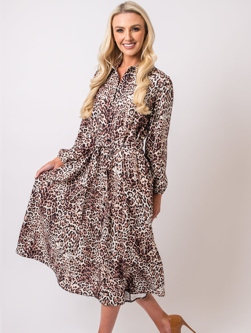 Leopard Print Dress - Beige/Brown