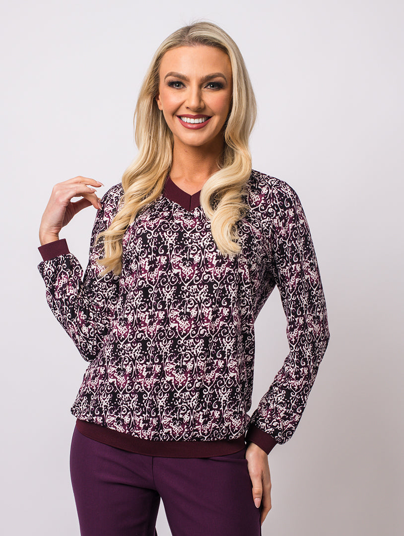 Elastic Trim Top - Mulberry