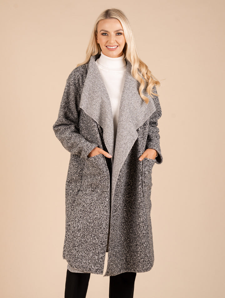 Long Wrap Coat - Black/White