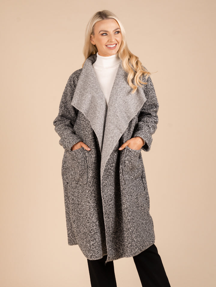 Long Wrap Coat - Black/White