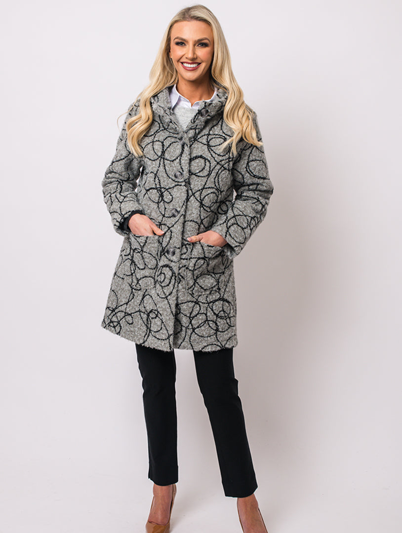 Squiggle Hood Coat - Grey