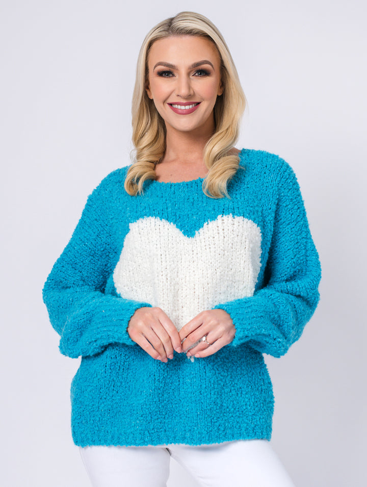 Heart Jumper - Turquoise