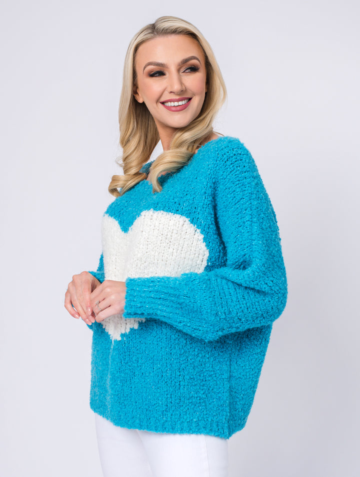 Heart Jumper - Turquoise