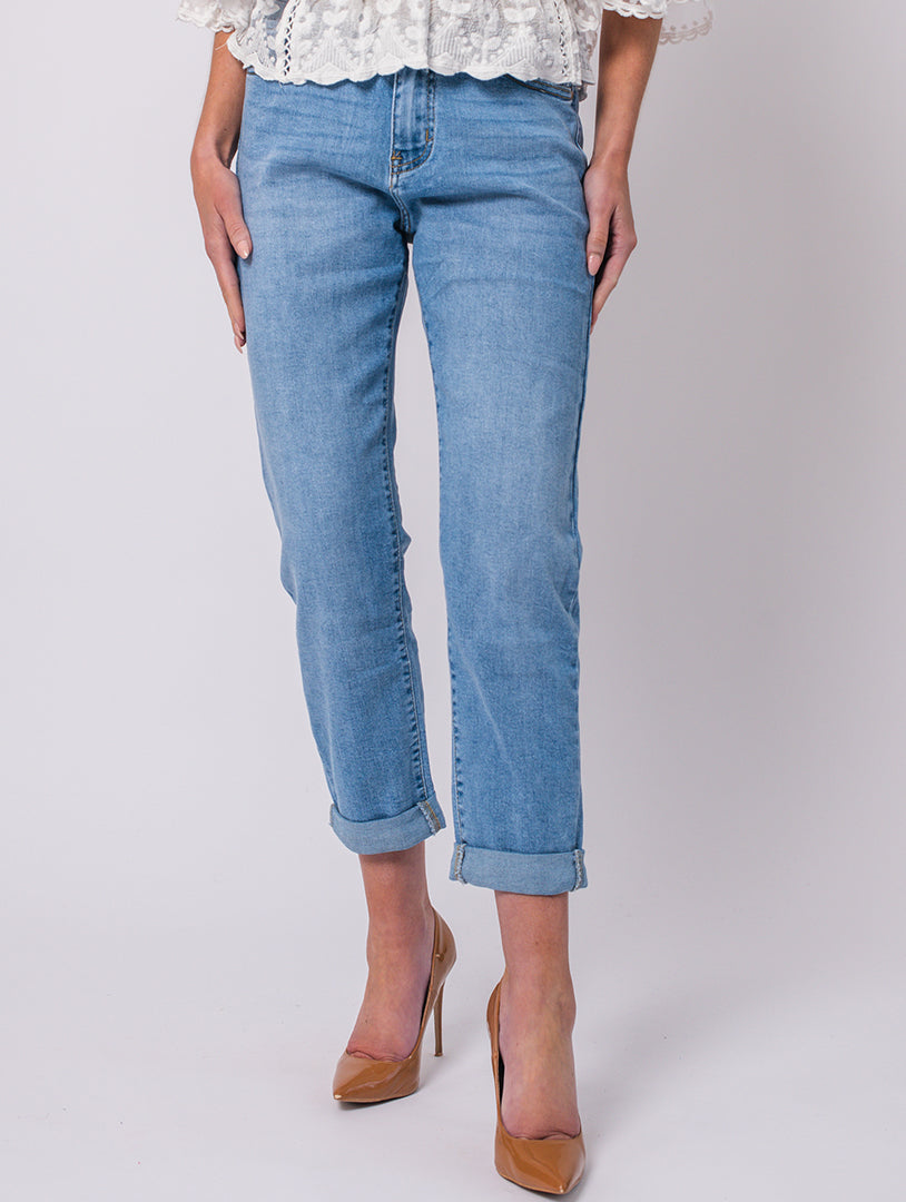 Belted Mom Jeans - Denim