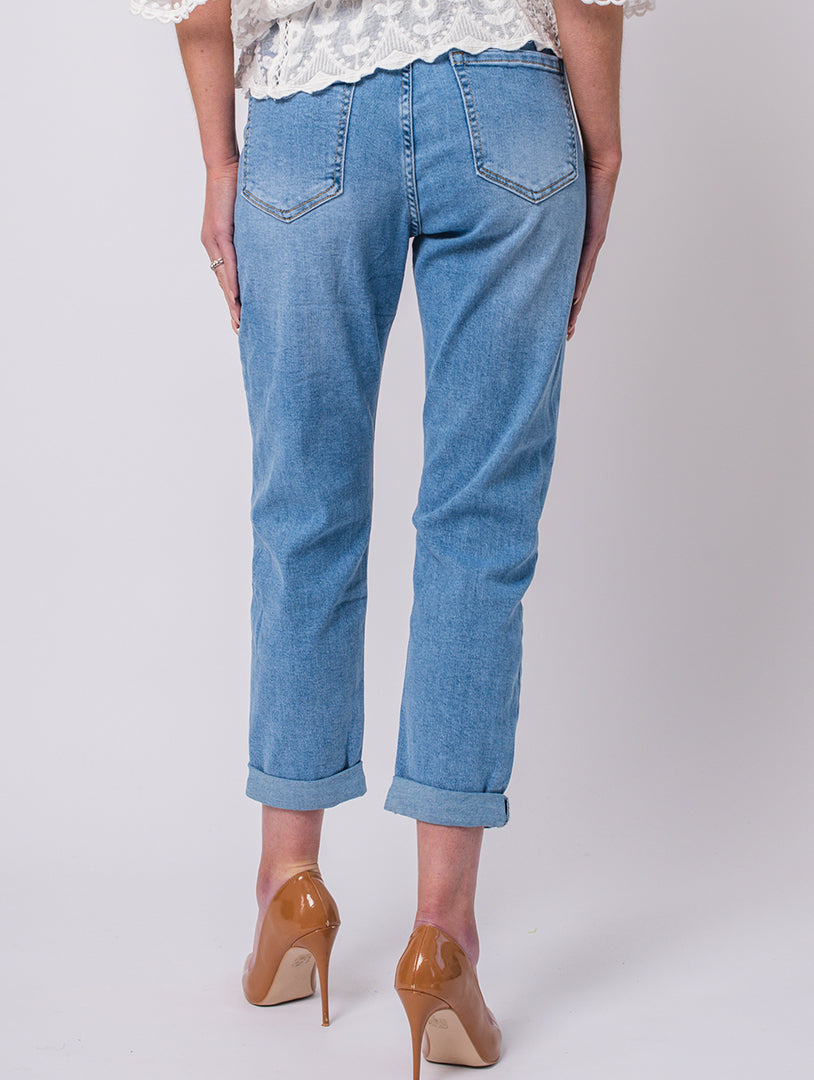 Belted Mom Jeans - Denim