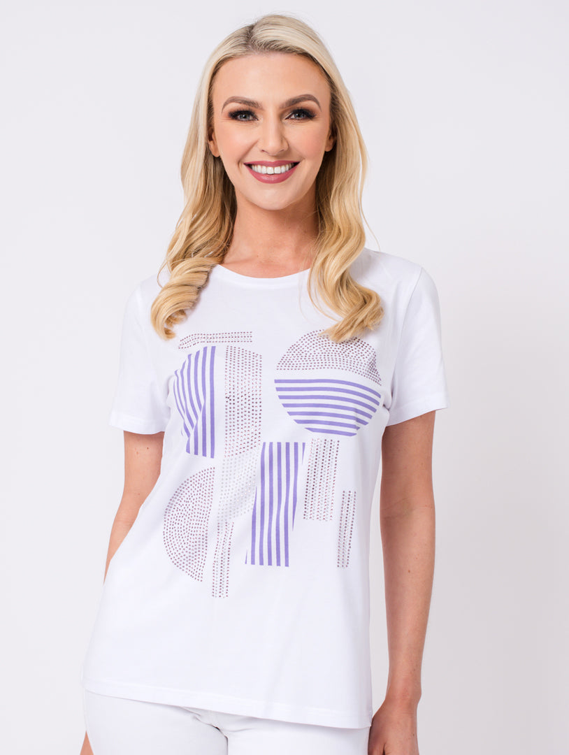 Abstract Diamonte Top - Lilac