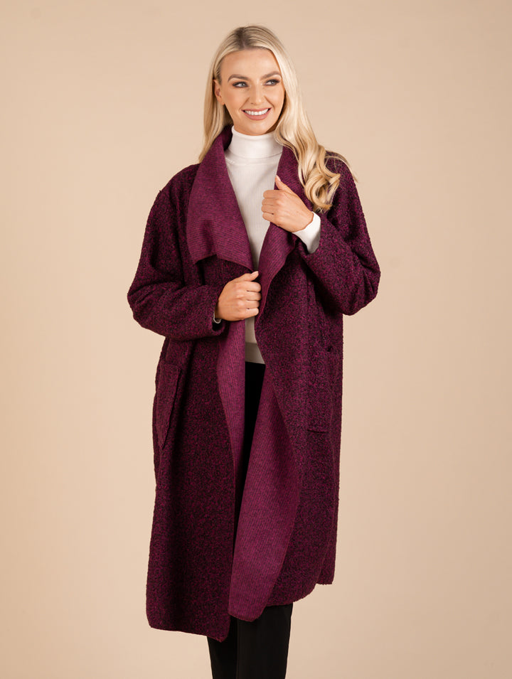 Long Wrap Coat - Dark Cerise