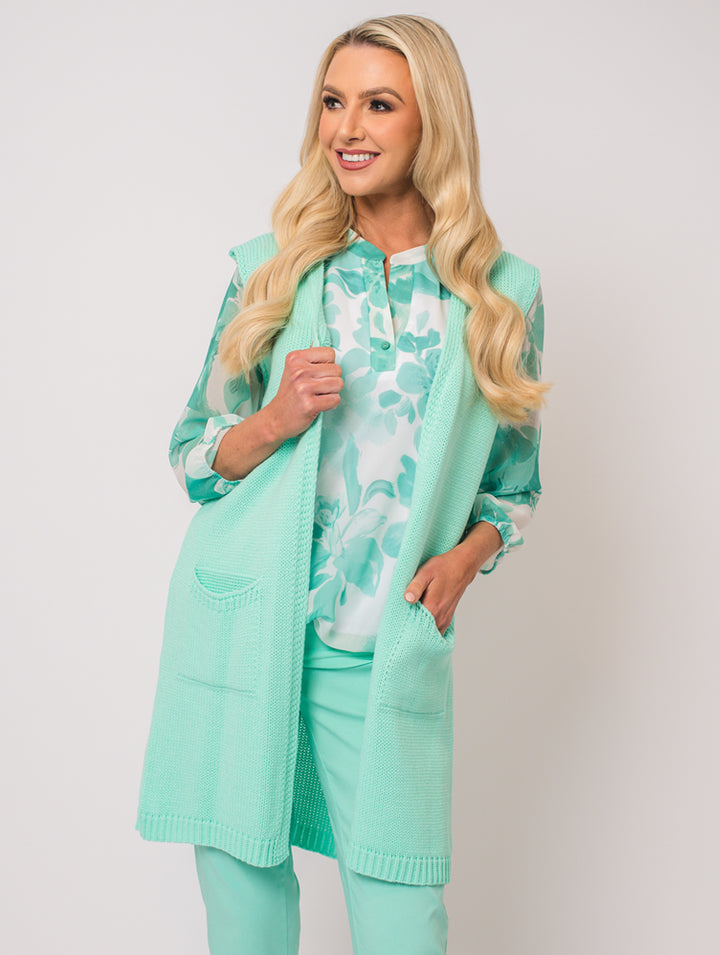 Sleeveless Cardigan - Mint