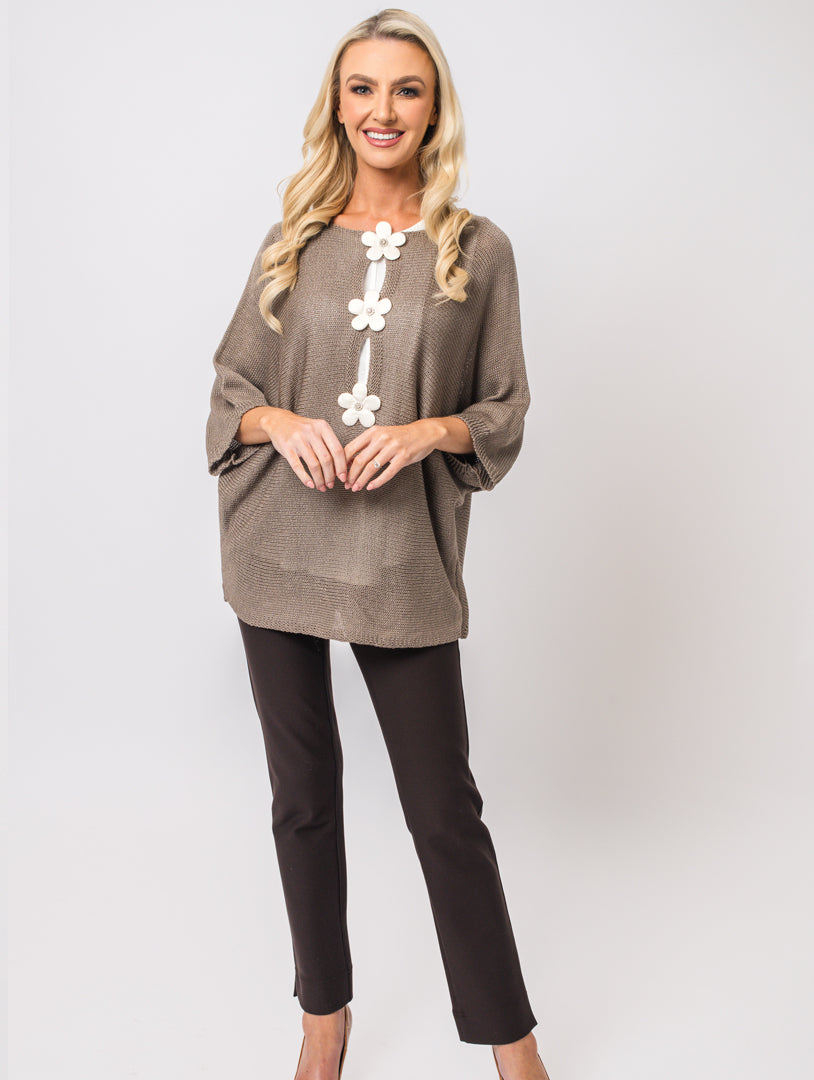 Flower Back Top - Mocha