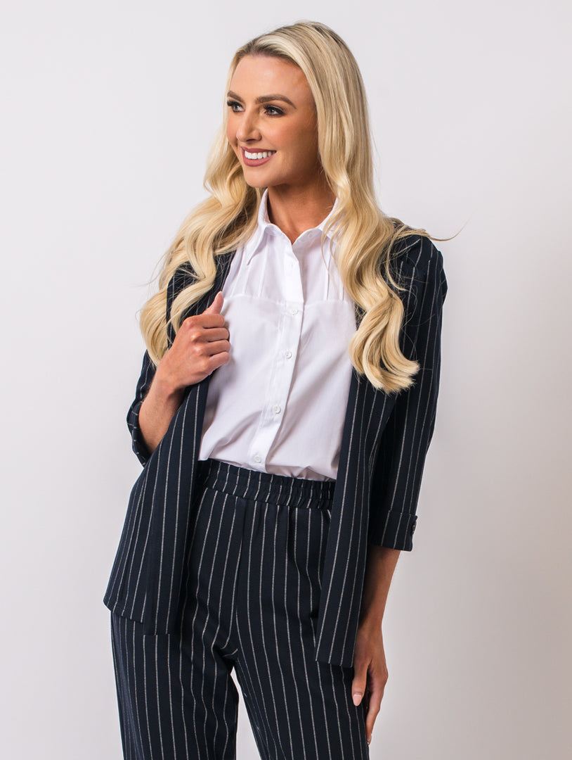 Pinstripe Jacket - Navy