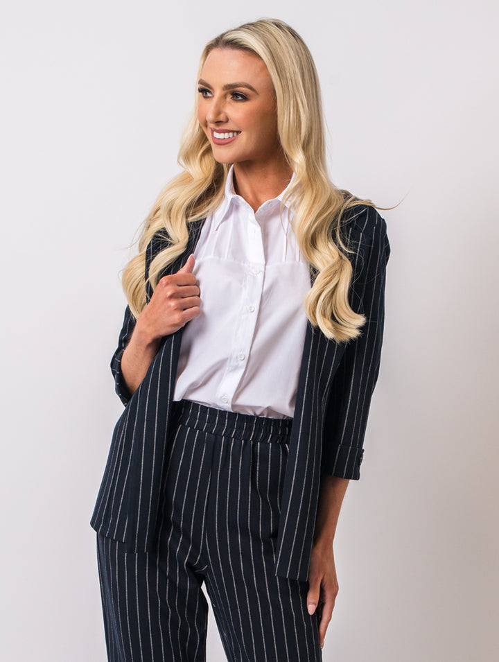 Pinstripe Jacket - Navy