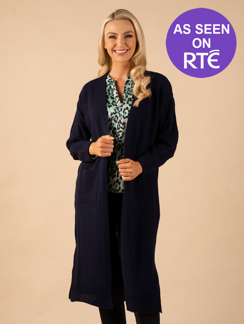 Long Cardi with Pockets - Atlantic Navy