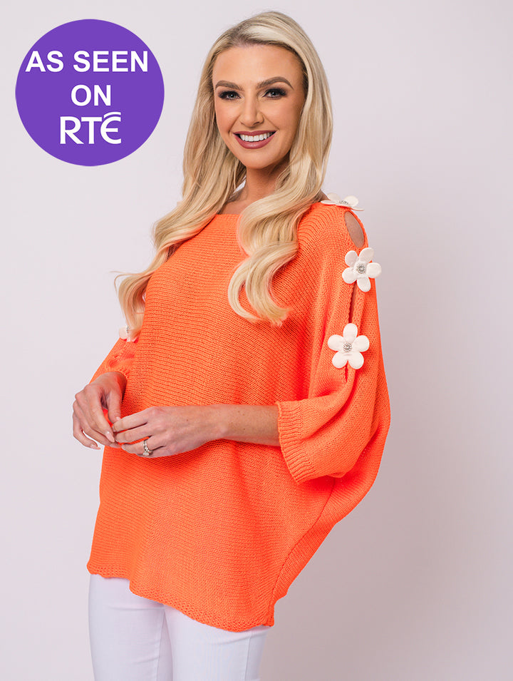 Daisy Front Top - Orange - One Size