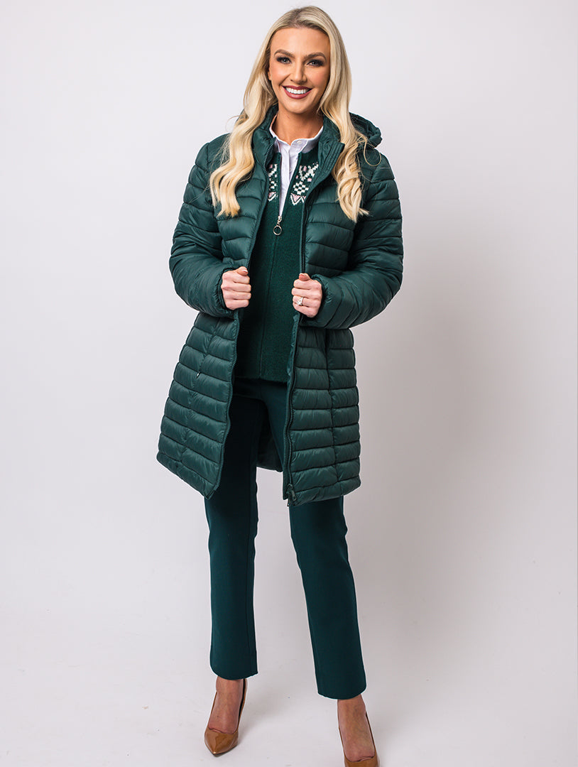 Luxury Hooded Coat - Pine