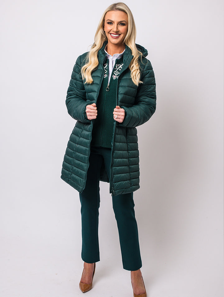Luxury Hooded Coat - Pine
