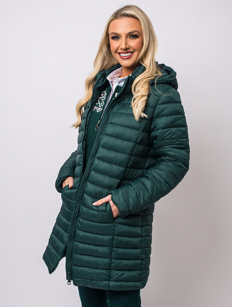 Luxury Hooded Coat - Pine