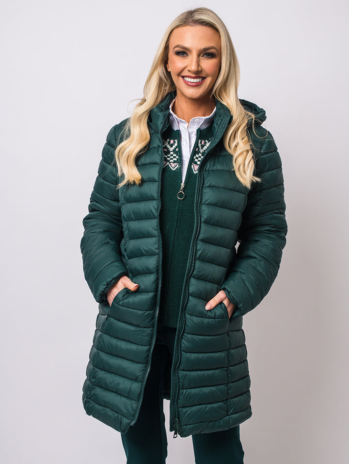 Luxury Hooded Coat - Pine