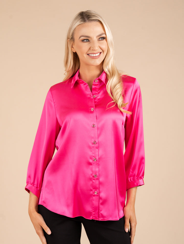 3/4 Sleeve Blouse - Cerise