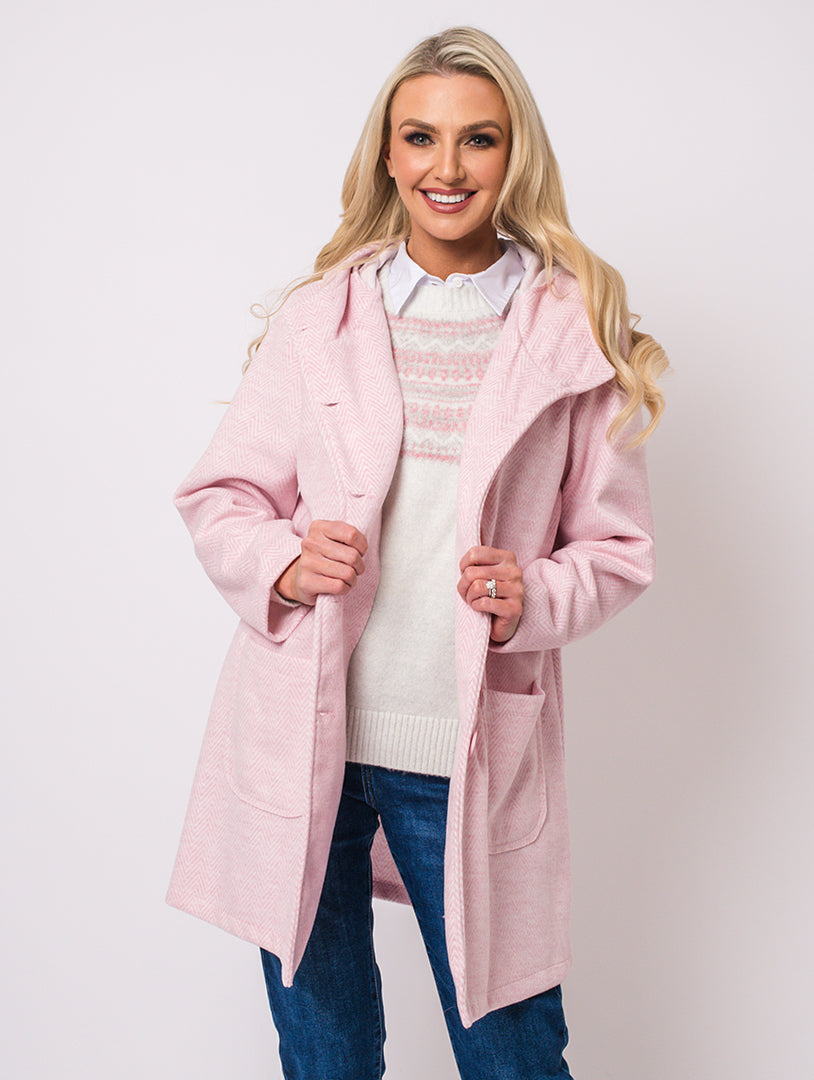 HERRINGBONE COAT - PINK