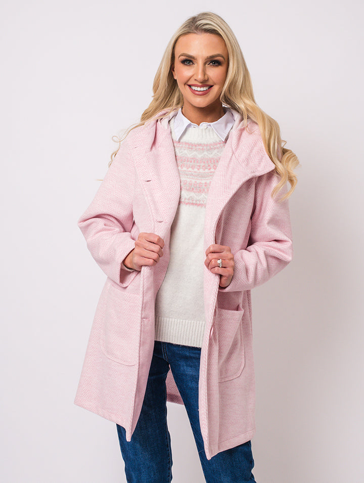 HERRINGBONE COAT - PINK