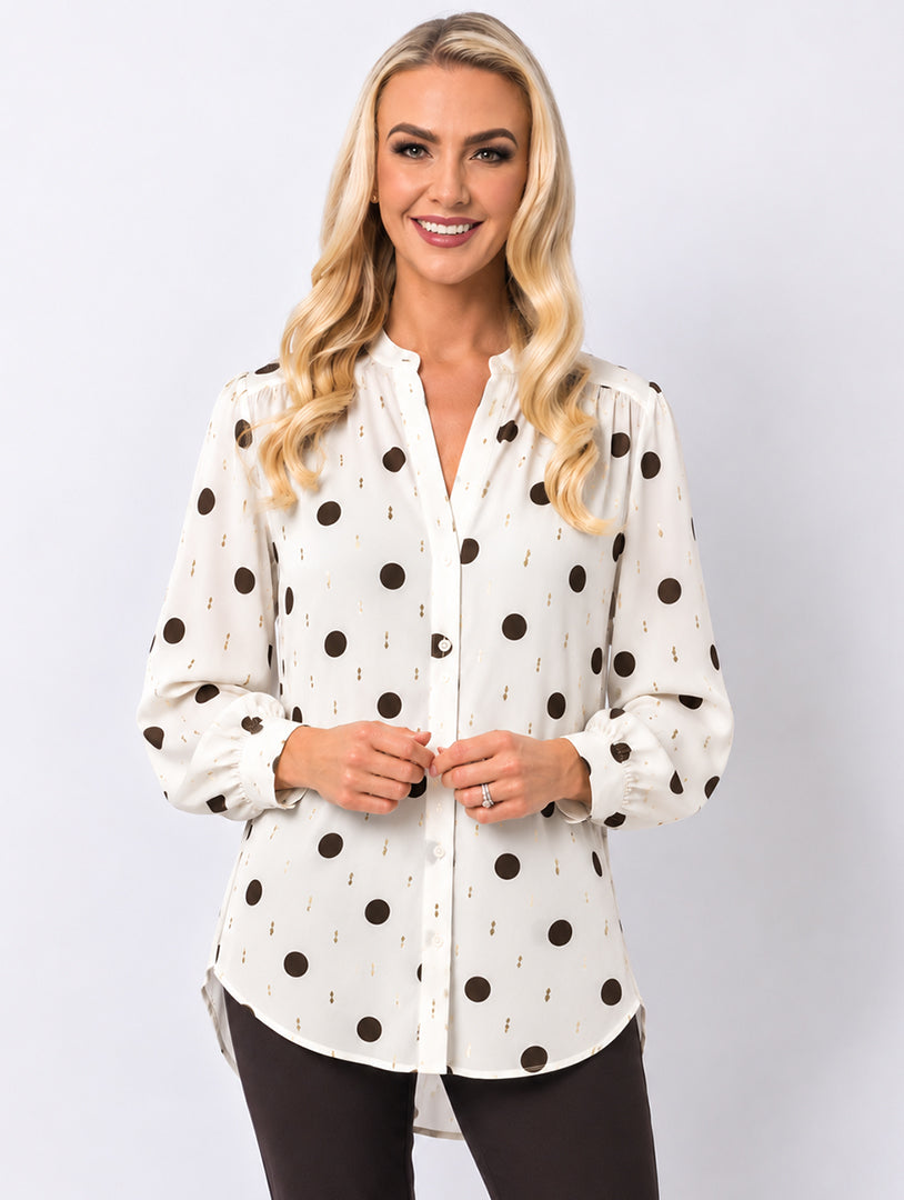 Polka Dot Blouse - Chocolate