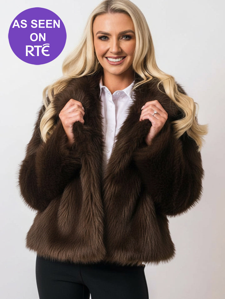 Faux Fur Coat - Chocolate
