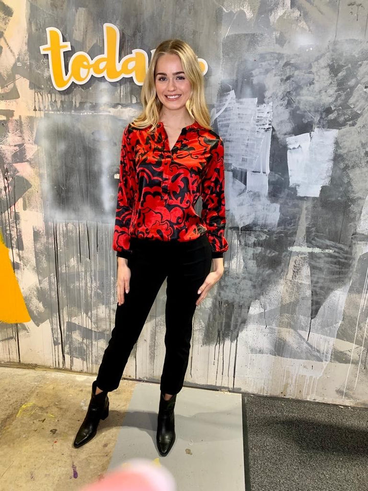 Satin Blouse - Red/Black