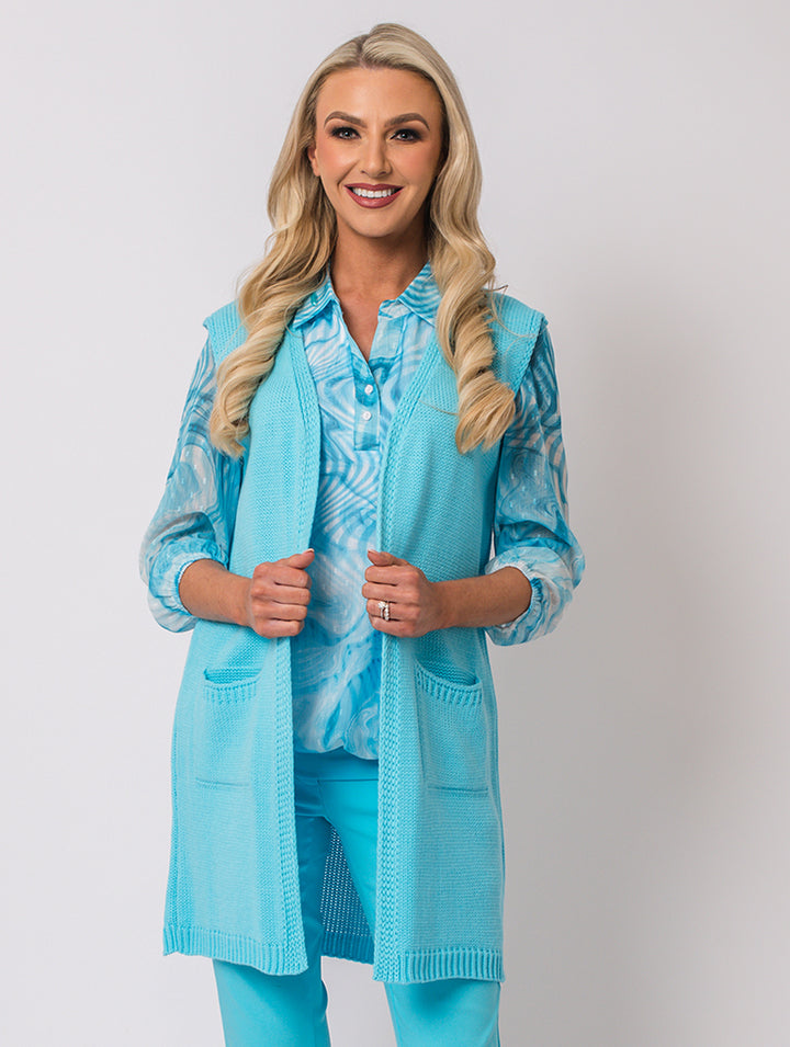 Sleeveless Cardigan - Turq