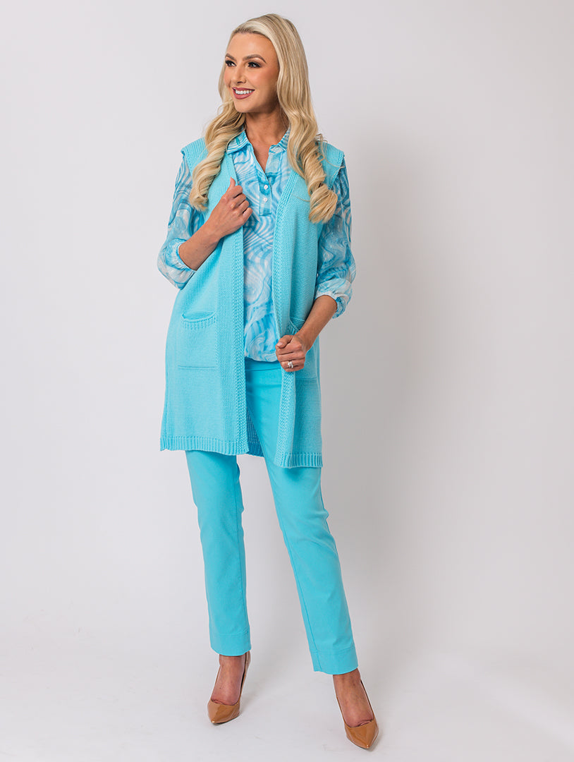 Sleeveless Cardigan - Turq