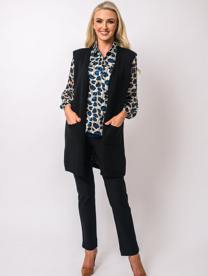 Sleeveless Cardigan - Black