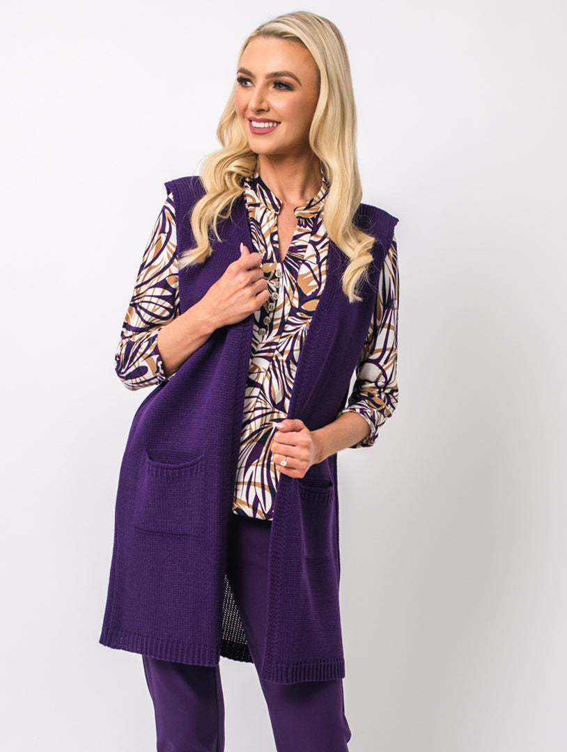 Sleeveless Cardigan - Damson