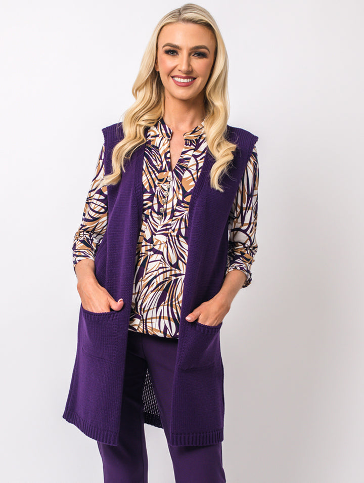 Sleeveless Cardigan - Damson