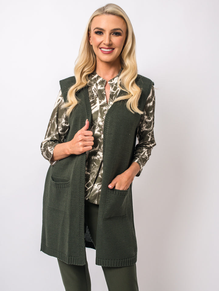 Sleeveless Cardigan - Olive
