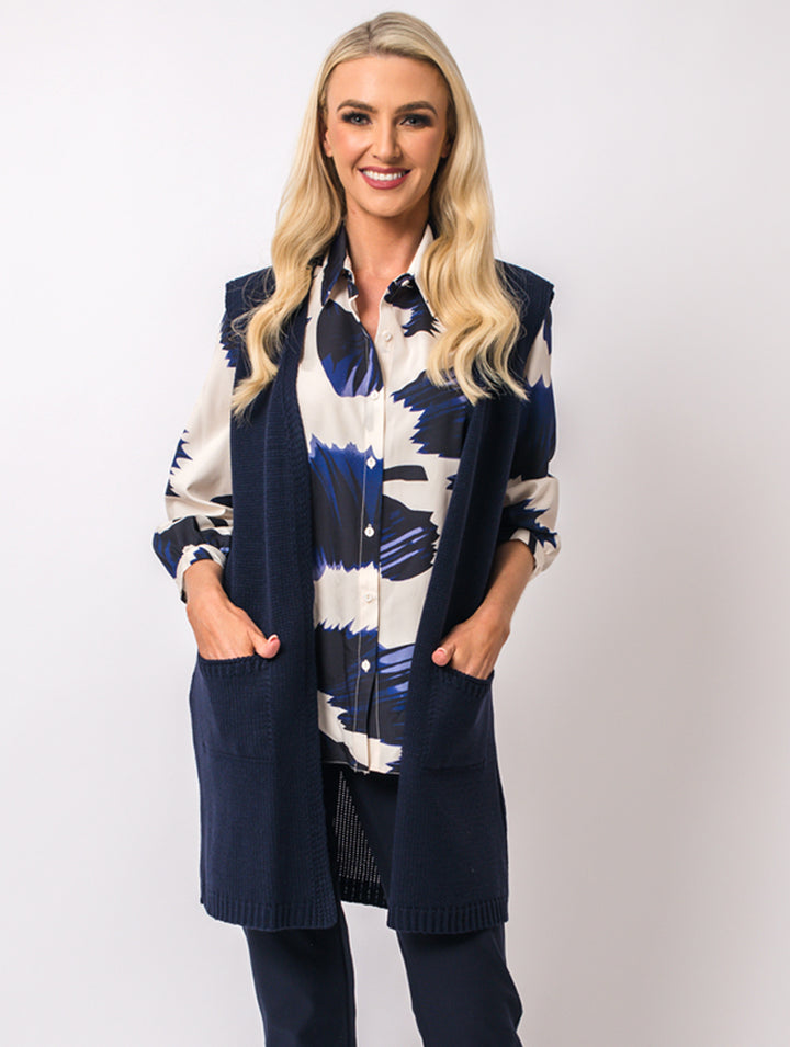 Sleeveless Cardigan - Navy