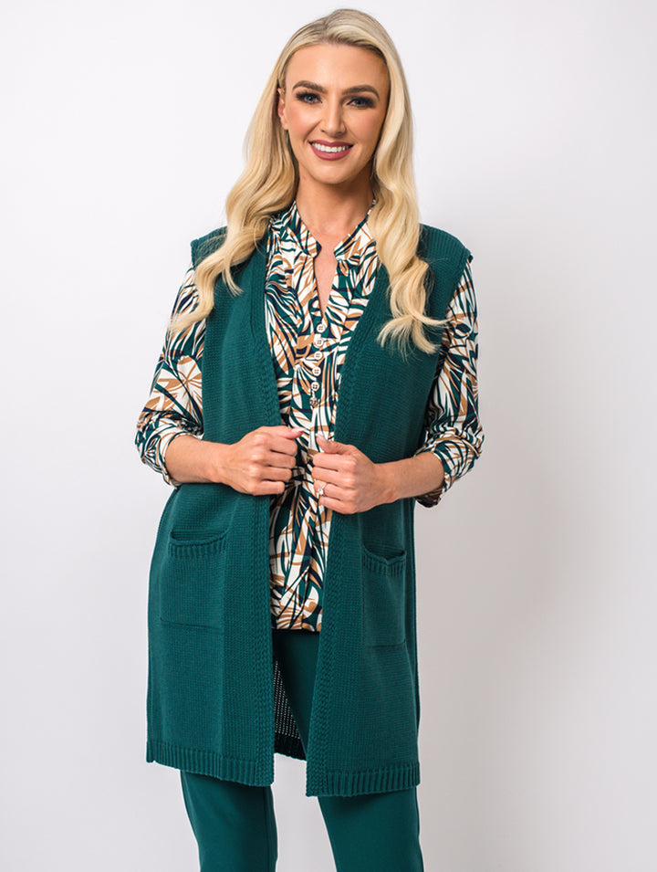 Sleeveless Cardigan - Teal
