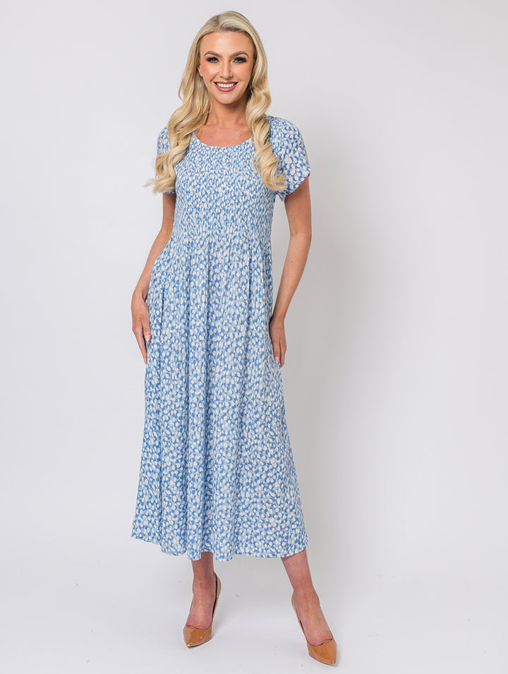 Spot Print Dress - Blue