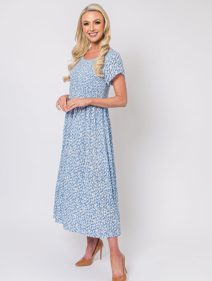 Spot Print Dress - Blue