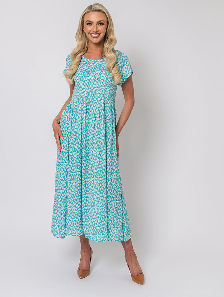 Spot Print Dress - Turq