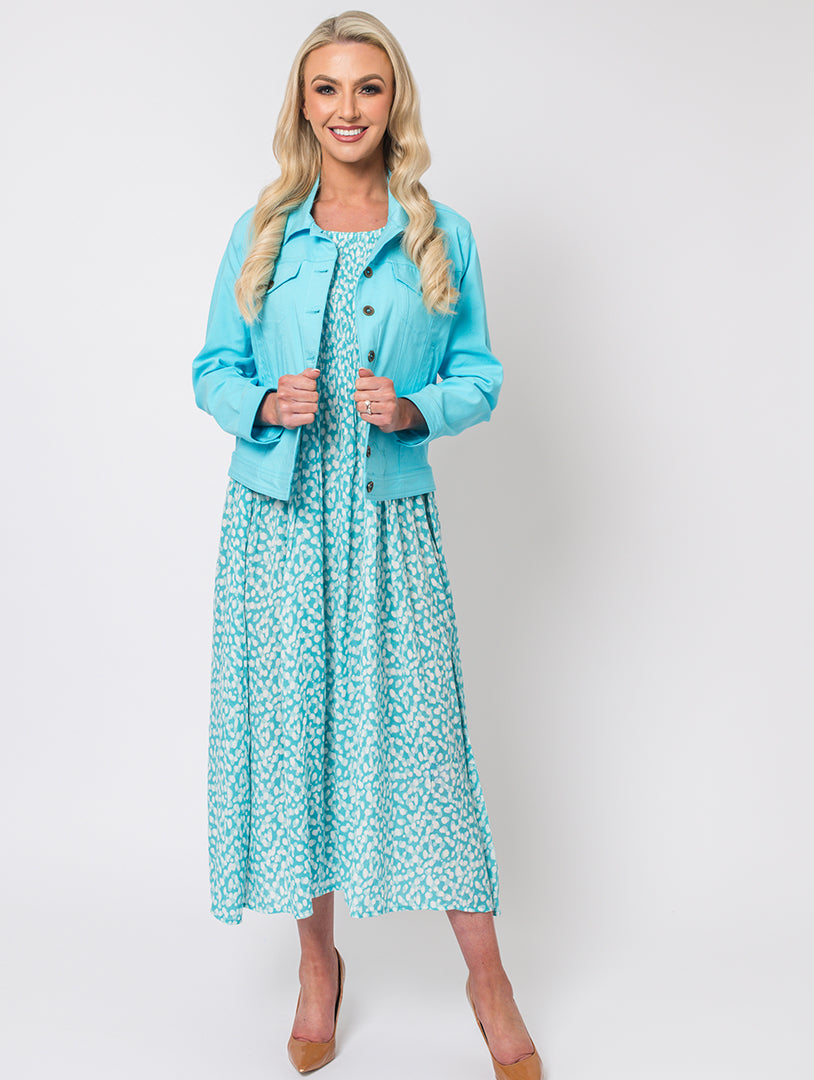 Spot Print Dress - Turq