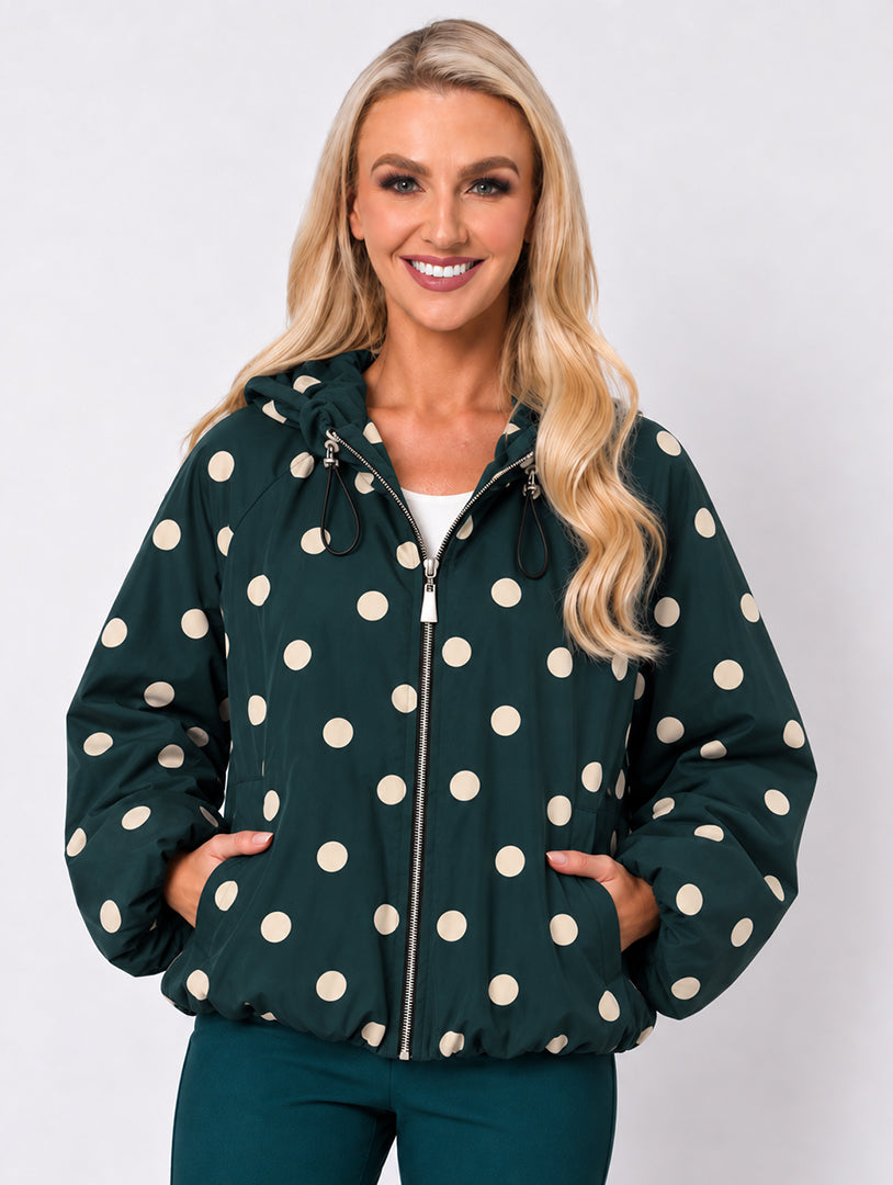 Polka Dot Jacket - Bottle Green - One Size - 10-14