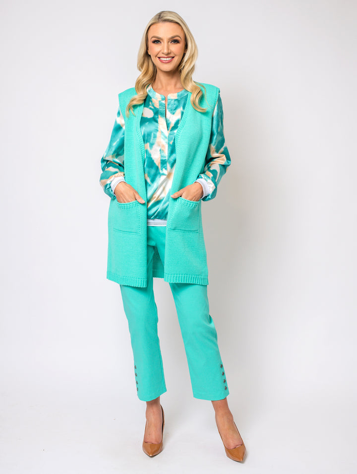 Stand Collar Blouse - Teal