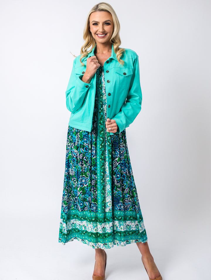 Border Dress - Navy Multi