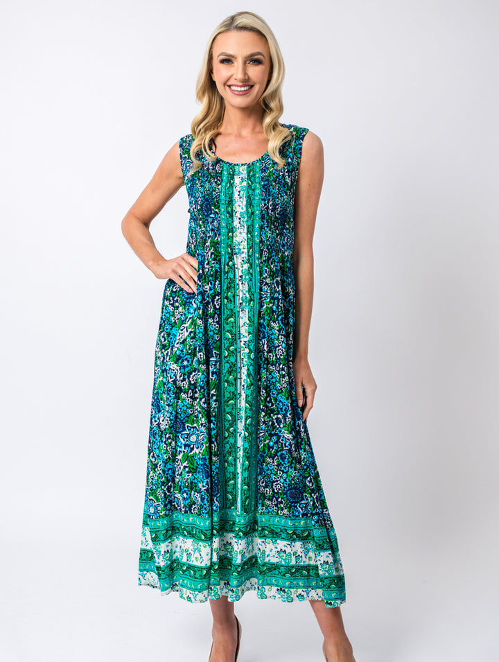 Border Dress - Navy Multi